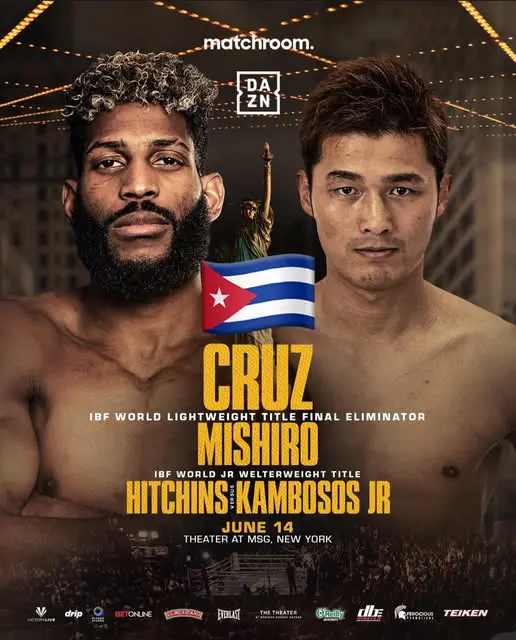 Official: No. 3 Andy Cruz vs No. 5 Shuichiro Yoshino — IBF World Lightweight Title Eliminator to be held in New York, USA.Official: No. 3 Andy Cruz vs No. 5 Shuichiro Yoshino — IBF World Lightweight Title Eliminator to be held in New York, USA.
