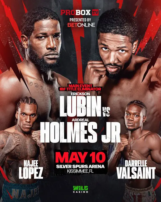 Breaking News: No.2 Lubin vs No.6 Holmes Jr – IBF World Super Welterweight Title Eliminator