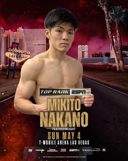 Breaking News: Kenshi Nakano vs. Marquez (17 fights, 16 wins) – 10-round Featherweight Bout on the Undercard of Top Rank Event in Las Vegas, USA